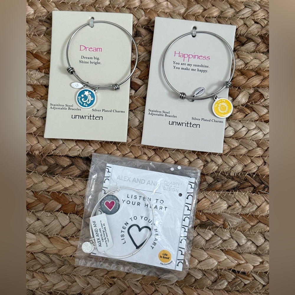 Alex and Ani Silver Bracelet with Heart Charm